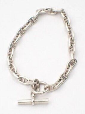 HERMES Logo Chaine D'ancre TPM Chain Bracelet 28 Link Silver Ag925 396LC630